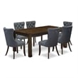 East West Furniture 7-Piece Dining Set in Distressed Jacobean/Platinum Gray