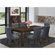 East West Furniture 7-Piece Dining Set in Distressed Jacobean/Platinum Gray