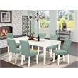 East West Furniture 7-Piece Dining Table Set in Linen White/Willow Green