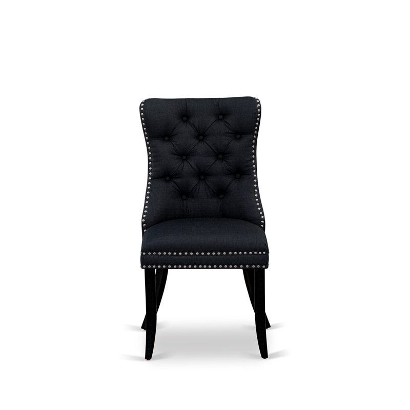 East West Furniture 6-Piece Dining Set in Black/Black