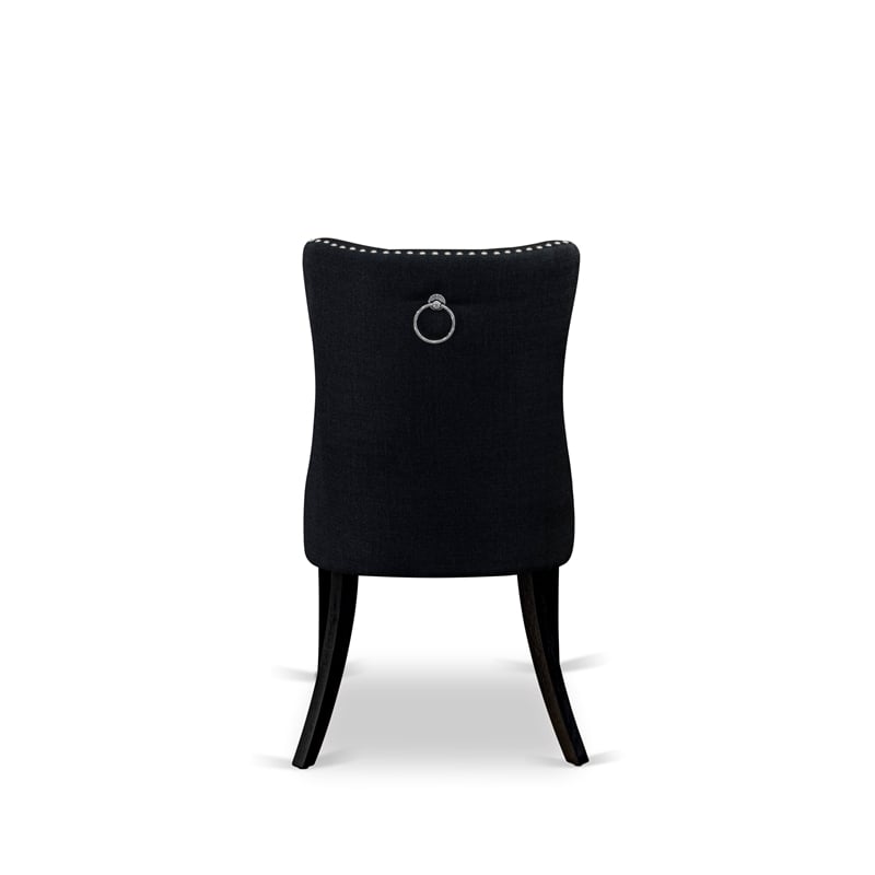 East West Furniture 6-Piece Dining Set in Black/Black