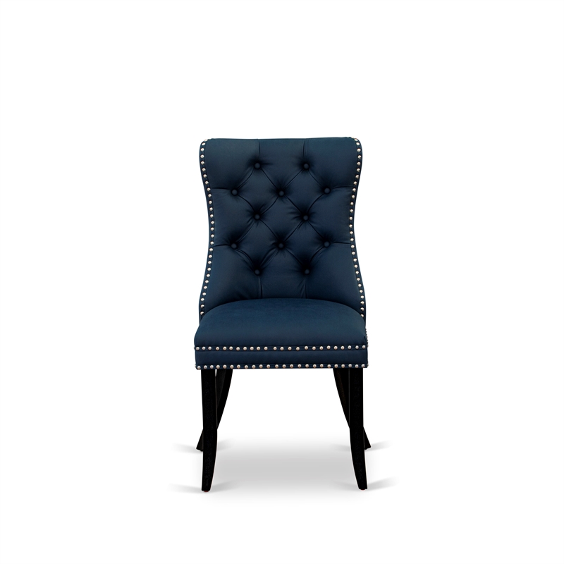 East West Furniture 6-Piece Dining Table Set in Black/Navy Blue