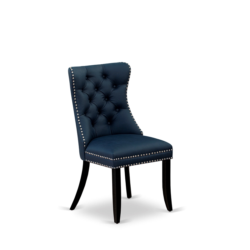 East West Furniture 6-Piece Dining Table Set in Black/Navy Blue