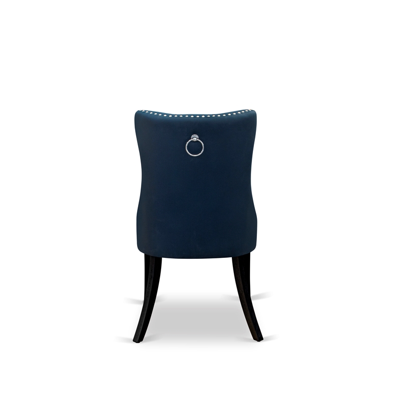 East West Furniture 6-Piece Dining Table Set in Black/Navy Blue