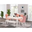 East West Furniture 6-Piece Dining Set in Linen White/Beige Red