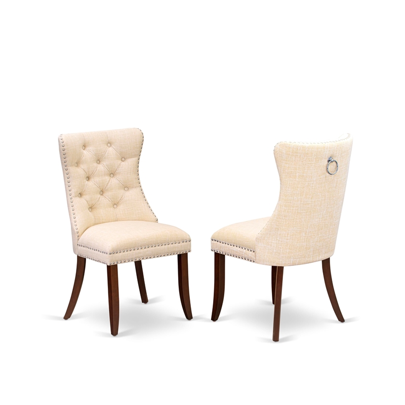 East West Furniture 6-Piece Kitchen Table Set in Mahogany/Light Beige