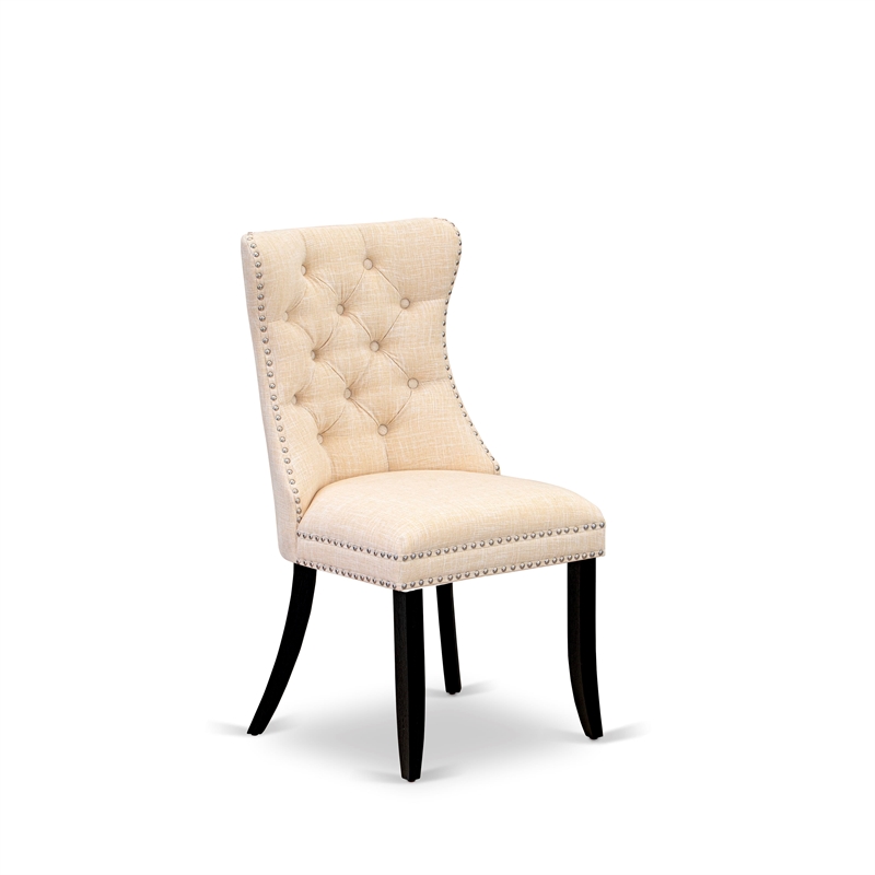 East West Furniture 6-Piece Dining Set in Light Beige/Black