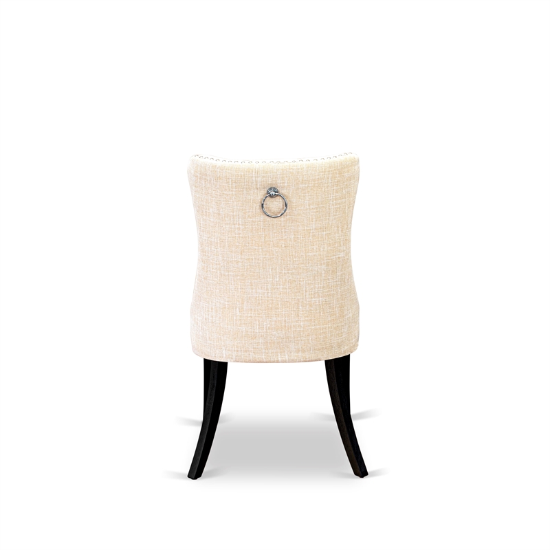 East West Furniture 6-Piece Dining Set in Light Beige/Black