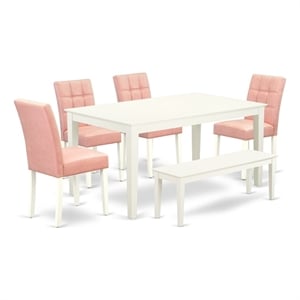 East West Furniture 6-Piece Kitchen Table Set in Linen White/Beige Red