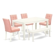 East West Furniture 6-Piece Kitchen Table Set in Linen White/Beige Red