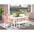 East West Furniture 6-Piece Kitchen Table Set in Linen White/Beige Red