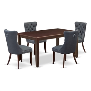 East West Furniture 5-Piece Dining Set in Mahogany/Platinum Gray