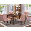 East West Furniture 5-Piece Kitchen Table Set in Mahogany/Beige Red