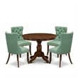 East West Furniture 5-Piece Kitchen Table Set in Willow Green/Antique Walnut