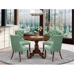 East West Furniture 5-Piece Kitchen Table Set in Willow Green/Antique Walnut