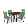 East West Furniture 5-Piece Dinette Set in Mahogany/Willow Green