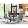 East West Furniture 5-Piece Dinette Set in Mahogany/Willow Green