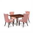 East West Furniture 5-Piece Kitchen Table Set in Mahogany/Beige Red