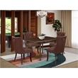 East West Furniture 5-Piece Dining Table Set in Mahogany/Burgundy