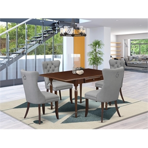 East West Furniture 5-Piece Dinette Set in Mahogany/Light Gray