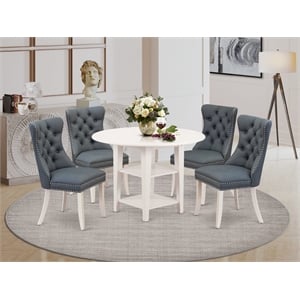 East West Furniture 5-Piece Kitchen Room Set in Linen White/Platinum Gray