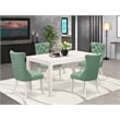 East West Furniture 5-Piece Dining Table Set  in Linen White/Willow Green