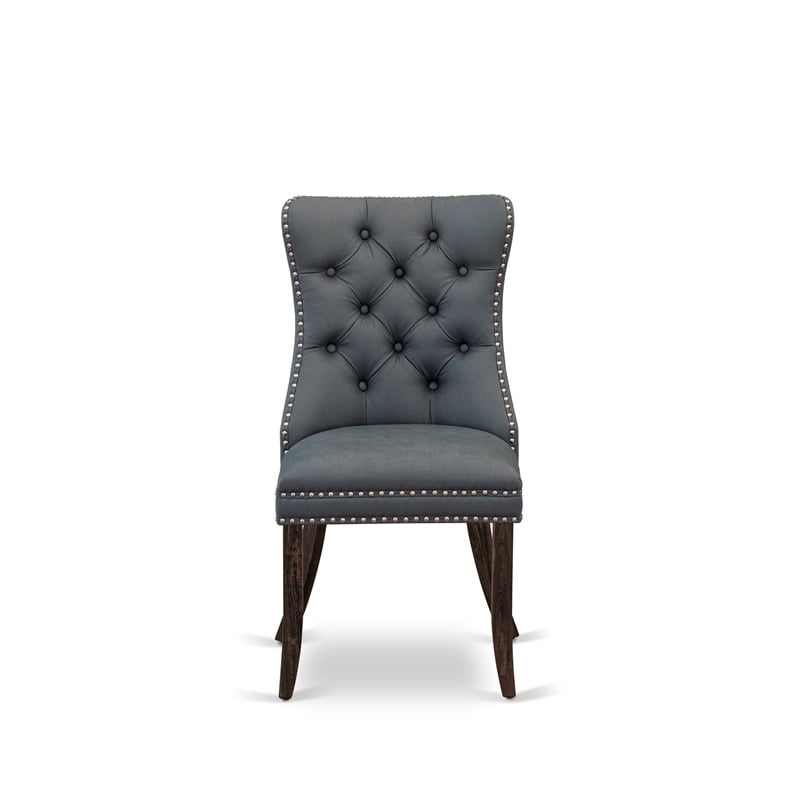 East West Furniture 5-Piece Dining Room Set in Distressed Jacobean/Platinum Gray