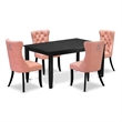 East West Furniture 5-Piece Kitchen Table Set in Black/Beige Red