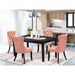 East West Furniture 5-Piece Kitchen Table Set in Black/Beige Red