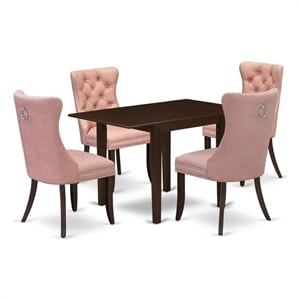 East West Furniture 5-Piece Kitchen Set in Mahogany/Beige Red