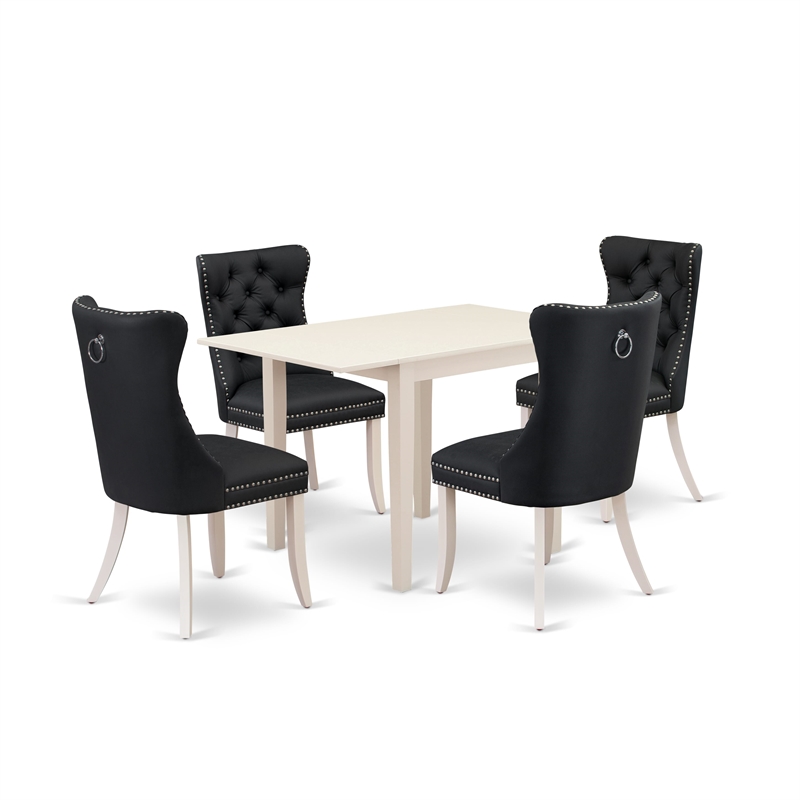 East West Furniture 5-Piece Dinette Set in Linen White/Dark Gray