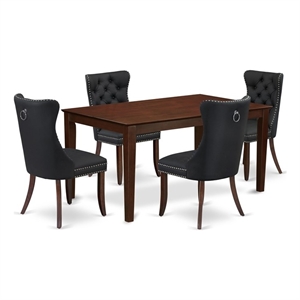 East West Furniture 5-Piece Kitchen Table Set in Mahogany/Dark Gray