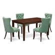 East West Furniture 5-Piece Kitchen Table Set in Mahogany/Willow Green