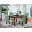 East West Furniture 5-Piece Kitchen Table Set in Mahogany/Willow Green
