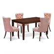 East West Furniture 5-Piece Dining Room Set in Mahogany/Beige Red
