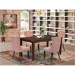 East West Furniture 5-Piece Dining Room Set in Mahogany/Beige Red