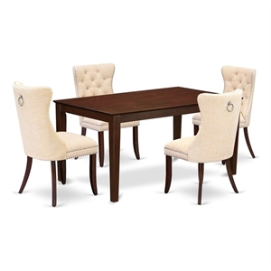 East West Furniture 5-Piece Kitchen Table Set in Mahogany/Light Beige
