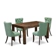 East West Furniture 5-Piece Kitchen Set in Distressed Jacobean/Willow Green