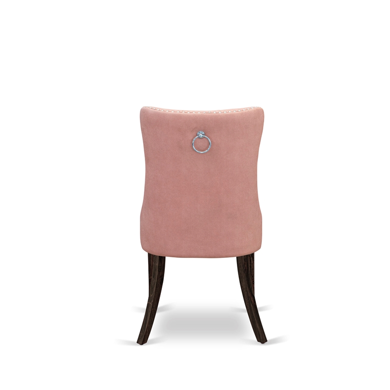 East West Furniture 5-Piece Dining Table Set in Distressed Jacobean/Beige Red