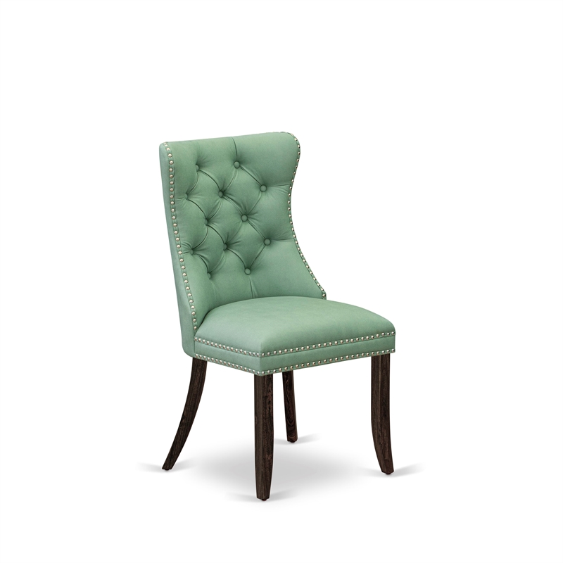 East West Furniture 5-Piece Dining Table Set in Willow Green/Distressed Jacobean