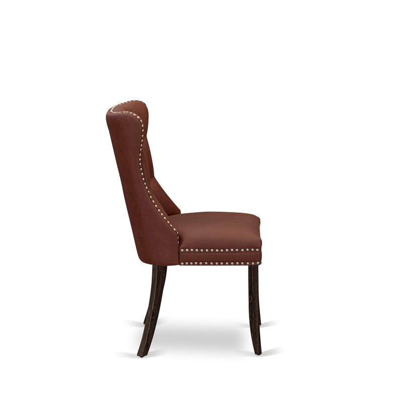 East West Furniture 5-Piece Dinette Set in Burgundy/Distressed Jacobean