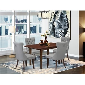East West Furniture 5-Piece Kitchen Table Set in Mahogany/Light Gray