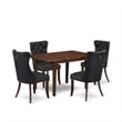 East West Furniture 5-Piece Kitchen Table Set in Mahogany/Dark Gray