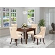 East West Furniture 5-Piece Kitchen Table Set in Mahogany/ Light Beige