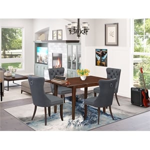 East West Furniture 5-Piece Kitchen Table Set in Mahogany/Platinum Gray