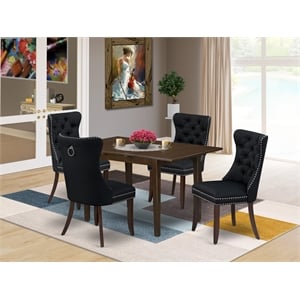 East West Furniture 5-Piece Kitchen Set in Mahogany/Black