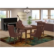 East West Furniture 5-Piece Dining Set in Mahogany/Burgundy