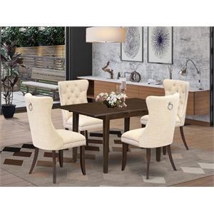 East West Furniture 5-Piece Dinette Set in Mahogany/Light Beige