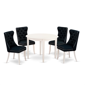 East West Furniture 5-Piece Dining Set for Small Spaces in Linen White/Black