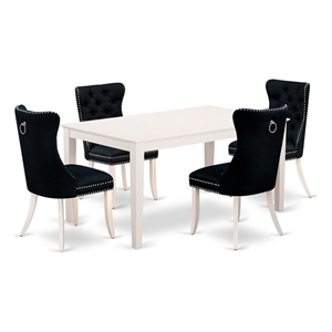 East West Furniture 5-Piece Kitchen Table Set in Linen White/Black